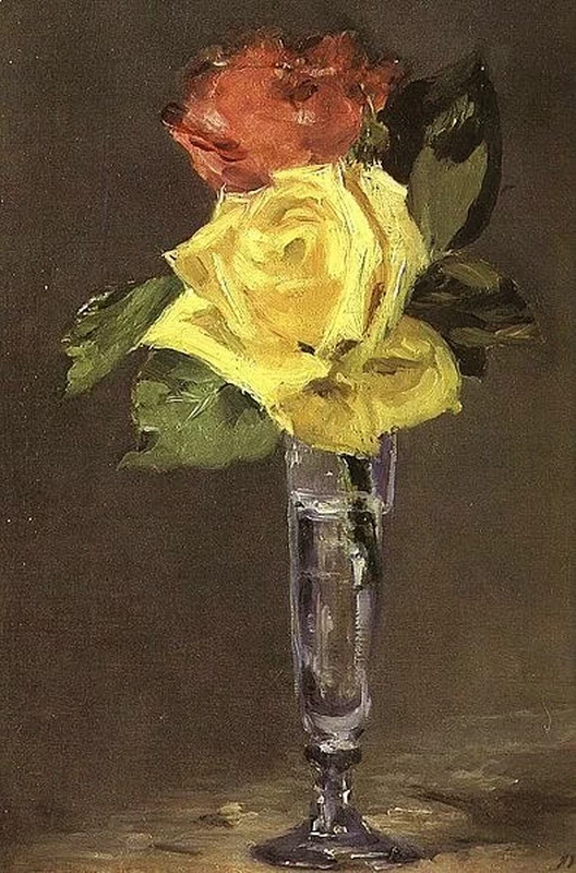 321-Édouard Manet, Rose in un bicchiere di champagne - Collezione Burrell  